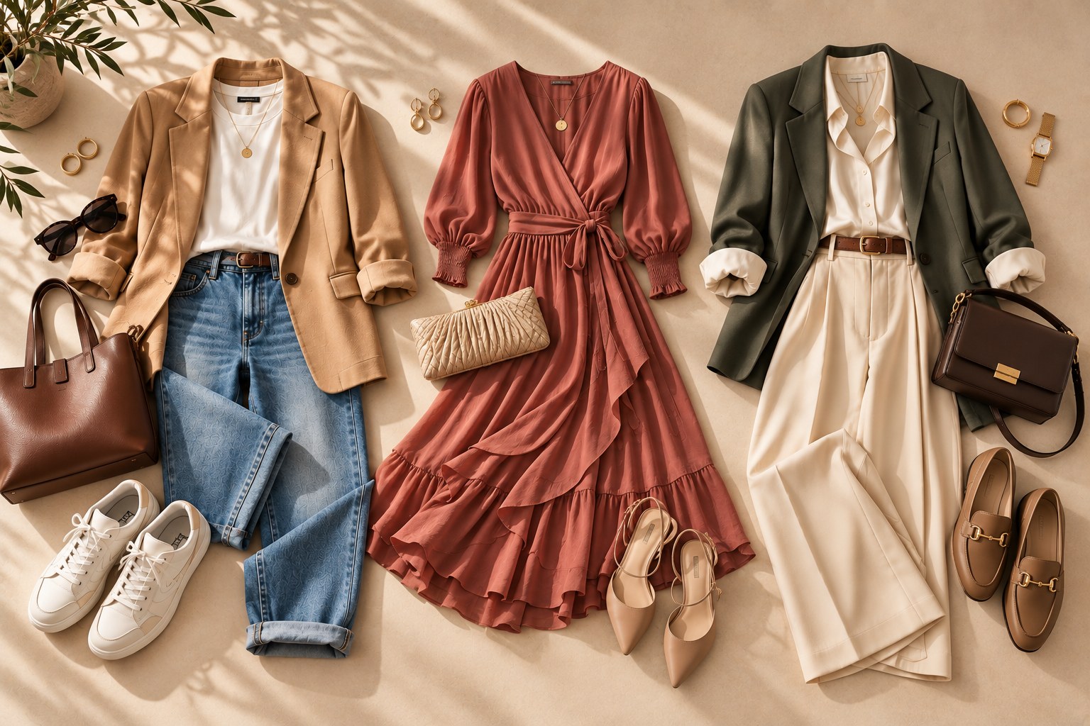 Drei komplette, individuell zusammengestellte Looks